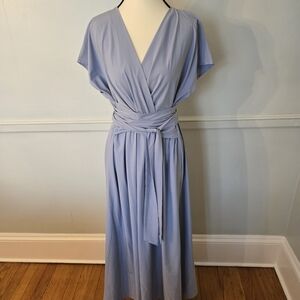 HALARA Light Blue Midi Wrap Dress Soft Smooth Knit. Its A Nod To A Diane Von Fur